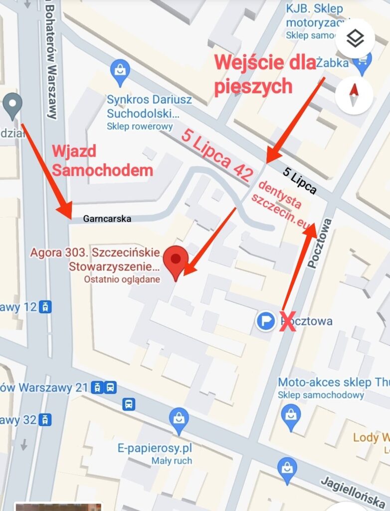 Kontakt Agora-303 Mapka przedstawiająca drogę do klubu