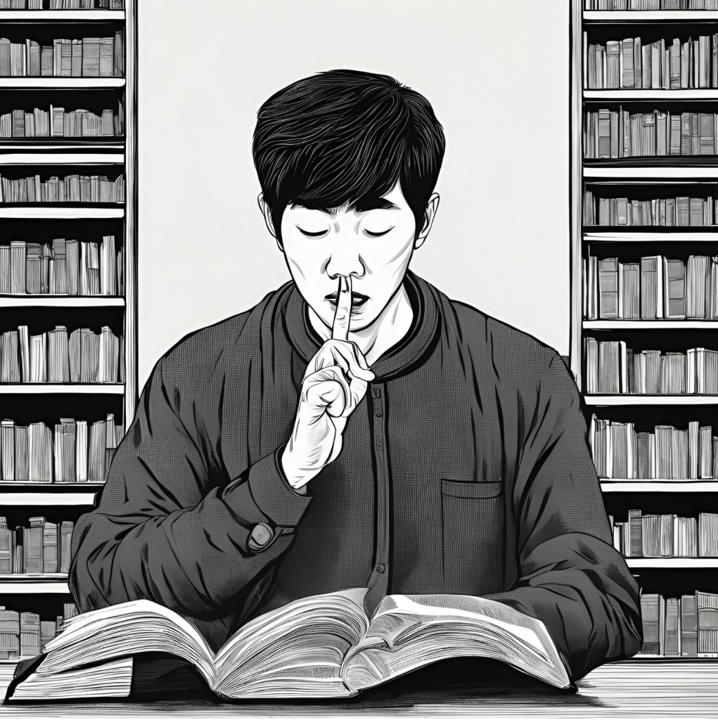 Czytelnia Człowiek z palcem na ustach