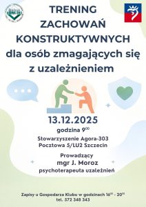 Plakat zapraszający na warsztaty z zachowań konstruktywnych
